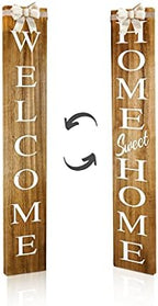 Outdoor 2in1 Welcome/Home Sweet Home Porch Signs, Interchangeable 4feet Tall, Vertical Welcome sign, Wooden Welcome Signs for Front Porch,Door, Rustic, Wood,Farmhouse Decor,Decorative Outdoor Signs by GivingMoreLifetoYourHome