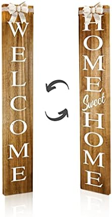 Outdoor 2in1 Welcome/Home Sweet Home Porch Signs, Interchangeable 4feet Tall, Vertical Welcome sign, Wooden Welcome Signs for Front Porch,Door, Rustic, Wood,Farmhouse Decor,Decorative Outdoor Signs by GivingMoreLifetoYourHome