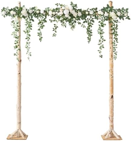 Ling's Moment 6.5FT Wedding Arch Flowers, White Sage by LingsMoment