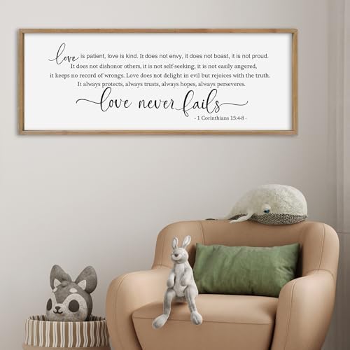 SRSZHIYUE Bible Verse Wall Art Love is Patient Kind Sign 40"×15" Wood - Image 7