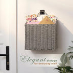 84ECO Set of 2 Grey Woven Paper Rope Hanging Baskets for Organizing, Front Door, Mail, Flowers - Image 2