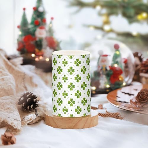 ALAZA St Patricks Day Clover Leaves Shamrocks Flickering Flameless Candles Battery Operated with Remote Timer,Tea Light Candles LED Pillar Votive Candles Set of 2 for Outdoor Indoor Decorations - Image 5