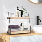 Bathroom Vanity Organizer 2-Tier Wood Countertop Storage Counter Shelf for Makeup Skincare Perfume Jewelry Tray Spice Rack Nature - Image 4