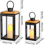 TRIROCKS Set of 2 Decorative Candle Lantern 16'' & 11'' High Metal Candle Holder Hanging Lantern Perfect for Home Decor Patio Living Room Parties Events Tabletop Indoors Outdoors (Black) - Image 4