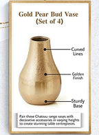 Serene Spaces Living Set of 4 Gold Floral Pear Bud Vase, Stylish Flower Vases for Centerpieces at Weddings, Party Tables, Dining or Coffee Table, Thanksgiving, Fall Decor, 4" Tall & 2.5" Diameter - Image 5