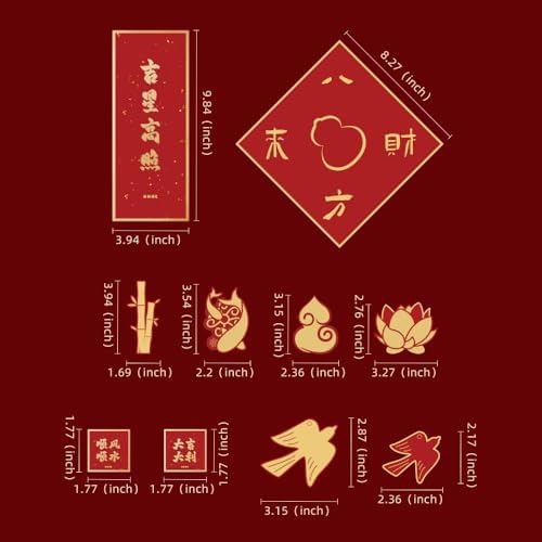 24 Pcs Chinese New Year Decoration Set Spring Festival Couplets Lunar New Year Paper Window Stickers Good Luck Ornaments for Home Door Window Year of The Horse 2026 Party Decor Festive Party - Image 3