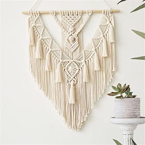 BMIDRUT Hanging Macrame Tapestry Woven Boho Wall Art Handmade Macrame Tapestry Home Wall Decor Wall Pediment 18x30 Inch (Beige) - Image 4