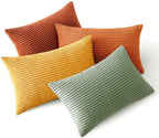 MIULEE Fall Decorative Lumbar Pillow Covers Yellow Rust Green 12x20 by MIULEE