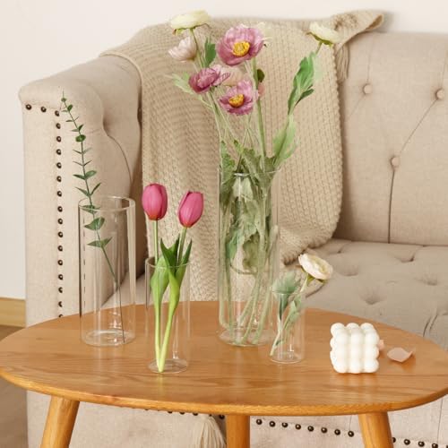 Fixwal 24pcs Clear Glass Cylinder Vases, 4, 6, 8, 10 Inch Tall - Image 3