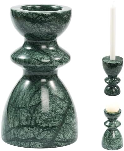 Green Marble Candlestick Holders - Stone Candle Sticks Holder Decor, Decorative Modern Candle Stands Multi-Purpose for Taper/Pillar/Tealight/Scented Candles by LWALMS