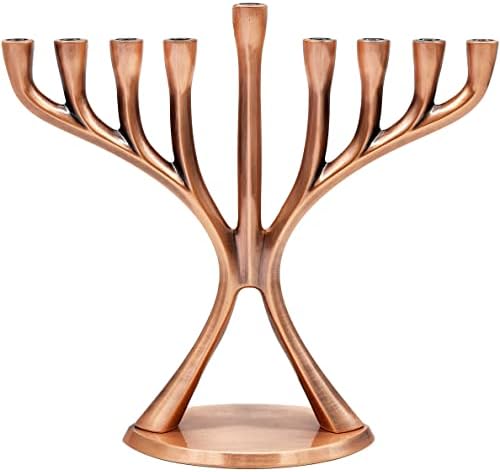 Contemporary Hanukkah Menorah, Polished, Non-tarnishing, Holds Most Hanukkah Candles (Copper) by TheDreidelCompany