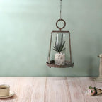 9" Modern Farmhouse Metal Hurricane Candle Holder with Handmade Sturdy Glass Sleeve in Rustic Brown for Pillar Candle & Plants, Glass Hurricane Lantern, Industrial, Minimalistic - Image 4