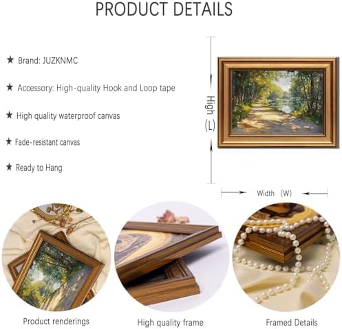 Gold Framed Sunshine Forest Canvas Wall Art 3D Texture Impressionist Landscape Decor Picture Spring Summer Nature Poster Prints for Living Room Classroom Bedroom office corridor Decoration - Image 2