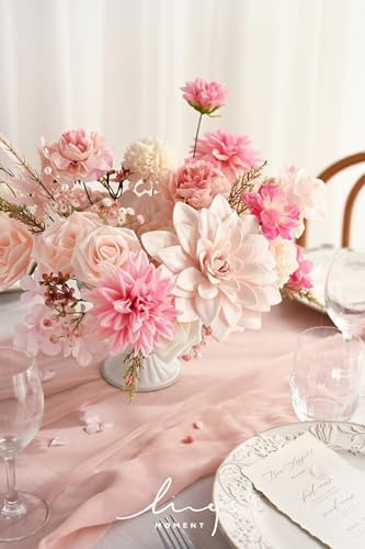 Ling's moment Artificial Pink Flowers Combo, Blush & Hot Pink, Deluxe - Image 2