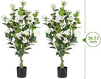 2‑Pack 3FT White Artificial Potted Camellia Tree Home Decor - Image 4