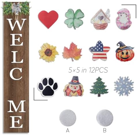 Interchangeable Welcome Sign for Front Porch Standing 47"X8" Wood - Image 5