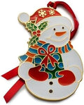 Wallace Wonders of Christmas Gold-Plated Enamel Ornament 2025-16th Edition Annual Collectible Series - Snowman Holiday Motif with Gift Box and Velvet Pouch by Wallace