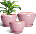 Ceramic Planters, 10+8+6 Inch Ceramic Plant Pots Indoor, Pink by EPFamily