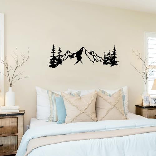Yuzhuo Metal Mountain Wall Art Decor, Mountain Forest Silhouette Art Suitable for Living Room Bedroom Indoor Outdoor Garden Home Decoration (L) - Image 4