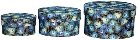 Sarah's Hat Boxes – Peacock Feathers Decorative Gift Box Set of 3 | Elegant Reusable Storage Boxes for Gifts, Keepsakes, Jewelry, or Special Items | Unique Printed Design - Image 4
