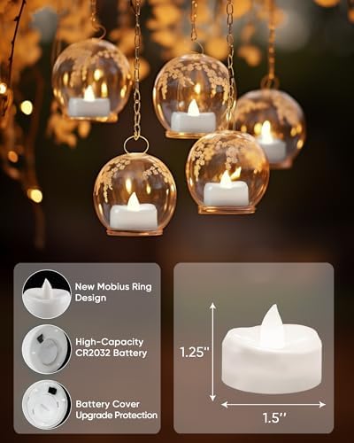 merrynights LED Candles, Tea Lights Candle Battery Operated, 100-Pack 200+Hours Flameless Tealight Candle, Realistic Tea Lights for Halloween Christmas Wedding, Pure White Light - Image 2