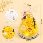 Gifts for Women Preserved Rose Forever Flower in Glass Angel Figurines Fresh Flowers for Delivery Prime Mothers Day Birthday Gifts for Mom Real Yellow Roses for Grandma Sister Wife Her from Daughter - Image 2