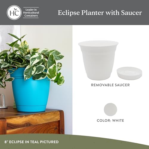 The HC Companies Eclipse Round Planter Pot, 20 Inch, White, 2-Pack - Image 2