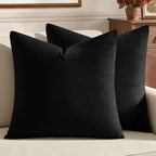 MIULEE 24x24 Inch Pack of 2 Euro Velvet Throw Pillow Covers Black by MIULEE