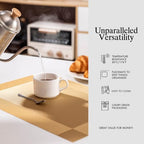 Placemats Set of 12 - Easy Clean Woven Vinyl Placemats for Dining Table, Indoor/Outdoor Place Mats, Washable PVC Table Mats（Gold Cube） - Image 5