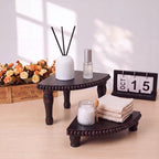 Kigley 2 Tiered Corner Riser for Kitchen Counter Wood Beaded Corner Shelf Black Wash Countertop Bathroom Counter Organizer Rustic Decorative Pedestal Stand with Removable Feet for Kitchen Coffee Bar - Image 5