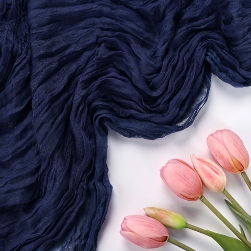 12 Pack Navy Blue Cheesecloth Table Runner 10Ft 23 x 120 Inch - Image 4