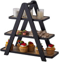 3 Tier Serving Tray, Cupcake Stand,Party Serving Decorative Tray Decor with 3 Bamboo Serving Platters for Fruit Dessert Presentation (Black) by Kitsanery