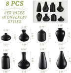 Small Black Vases Set of 8 - Mini Ceramic Bud Vases for Flowers - Image 2