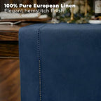 Signature Linen™ by D'Moksha, Navy Blue Table Runner 108 Inches Long, 100% Pure Linen, Hemstitch, 14 x 108 Inch Table Runner for Dresser, Dining- Fall, Weddings, Outdoor Hosting - Image 2