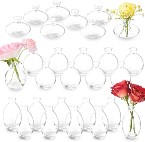 Glass Bud Vase Set of 28 Pcs for Rustic Wedding Centerpieces by DOLEEYAE