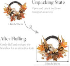 Valery Madelyn 18'' Fall Wreath for Front Door with Owl Pumpkin - Image 6