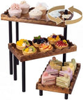 3 Tier Serving Tray & Wood Display Risers for Party,Rotatable Cupcake Stand by Tiangrid