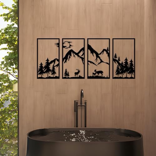 DUOOLN Metal Mountain Scene Wall Decor, Forest Line Drawing Art Sculpture - Image 3