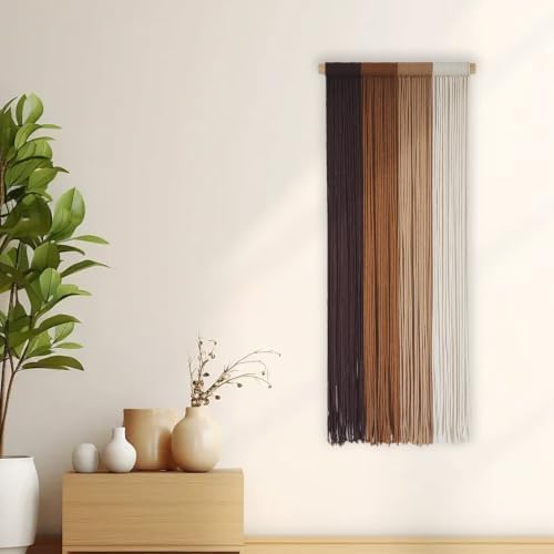 TANNCOY Boho Macrame Wall Hanging, Hand-Dyed Cotton, Brown, 15.75 x 40 in - Image 2