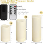 YOROXRG Set of 96 Waterproof Outdoor Flameless Candles, LED Candles with 4 Remote and Timer,(H 4" 5" 6" x D 2.2"),for Halloween Wedding Festival - Image 5
