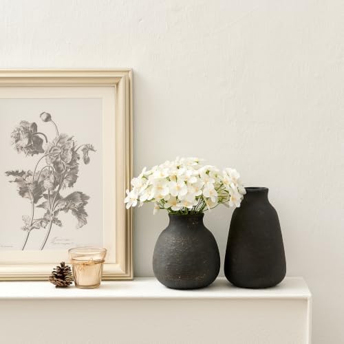 Ceramic Vase Set of 2 for Home Decor, 6.1"+8.23" Handcrafted Black Bronze Rustic Terracotta Vases, Vintage Farmhouse Decor, Minimalist Decorative Vases for Table Centerpiece Fireplace Nightstand - Image 7