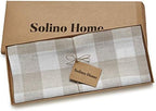 Solino Home 100% Linen Table Runner, 14 x 132 in, Natural and White Check - Image 5