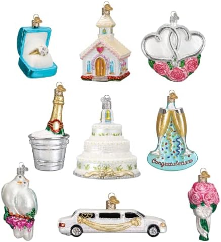 Old World Christmas Just Married Gift Box Glass Blown Ornament for Christmas Tree, Handcrafted Holiday Decoration, Wedding Collection - Image 2