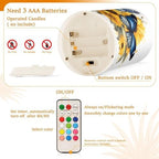 ALAZA Blue Butterflies Sunflowers Flickering Flameless Candles Battery Operated with Remote Timer,Tea Light Candles LED Pillar Votive Candles Set of 2 for Outdoor Indoor Decorations - Image 4