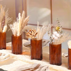 Amber Glass Cylinder Vases for Centerpieces - 6 Inch Tall Flower Vases for Wedding & Fall Decor, Floating Candle Holders for Table Centerpieces, Set of 6 Pcs - Image 3