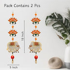 Divyakosh Mandir Door Decorations Items, Temple Decoration Items, Orange Lotus with Cow Calf Hanging/Latkan for Ganpati & Diwali Home Decor, Door Entrance Decor| 2 Pieces | 18 Inch | - Image 6