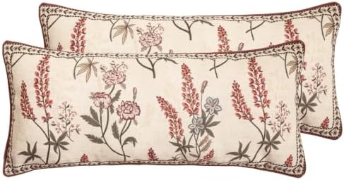 ISAENNE Designer Linen Throw Pillow Cover,Set of 2,28"x12"-Helena A by Isaennehomedecoration