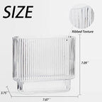 Ribbed Vase, Fluted Glass Vase for Flowers, Clear Flower Vases for Tulips, Modern Vases for Living Room, Dining Table, Office, Bedroom, Mantle, Shelf, Wedding, 7 Inch - Image 6