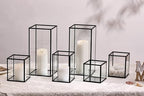 Phosphor 6 PCS Glass Hurricane Candle Holder, Black Glass Candle Holder for Wedding Party Christmas Or Home Decor - Image 4