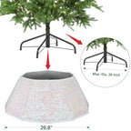HarcoHome Glitter Christmas Tree Collar for 8ft Trees, 26.8" D Sparking Sequins Tree Skirt, Foldable Shiny Tree Ring, Handmade Tree Stand Base Cover for Xmas Tree Decoration (Pink Glitter) - Image 4